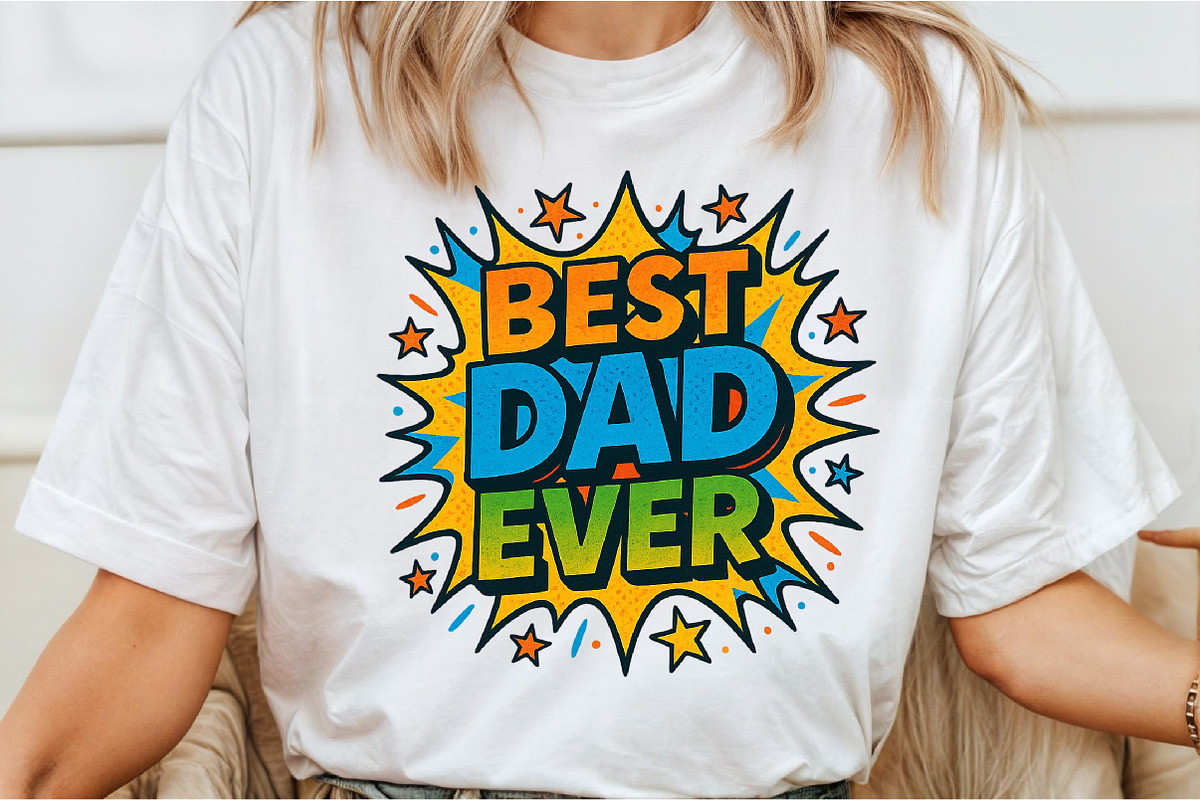 BEST DAD EVER Comic Style PNG, an Illustration by DreamCafeArt (Photo 2 of 6)