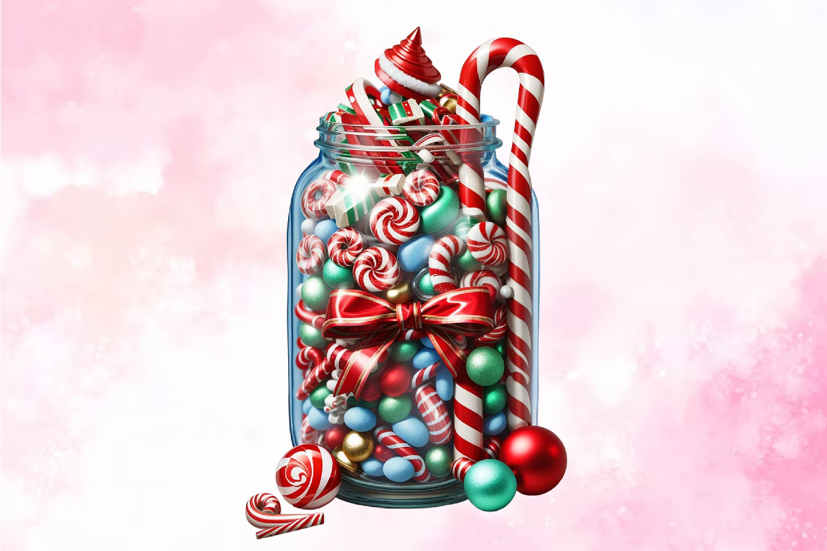 Christmas Candy Cane in Jar Clipart, a Seasonal Illustration by Craft Nest (Photo 4 of 5)