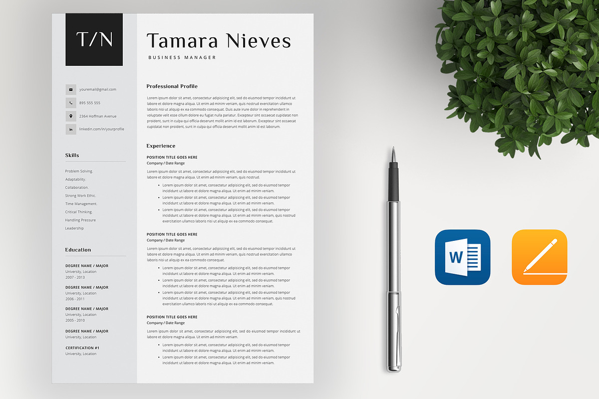 Simple Resume Template / 4 Pages, a Resume Template by SalientResume (Photo 2 of 5)