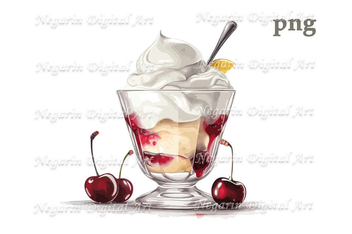 Delicious Watercolor Ice Cream, an Object Graphic by Negarin Digital Art (Photo 2 of 9)