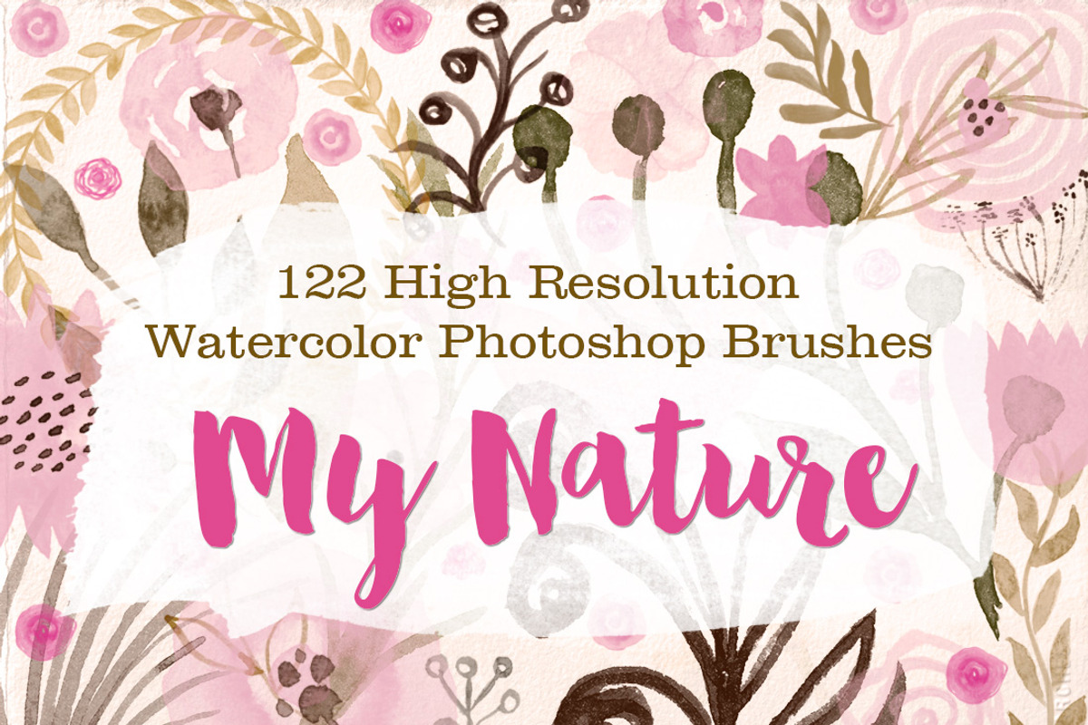 122 Watercolor Photoshop Brushes - M preview 6
