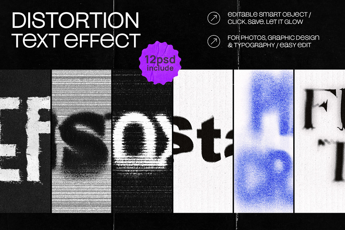 Distortion Text Effect - 12 in 1, a Layer Style Add-On by dokudokunomi (Photo 1 of 13)