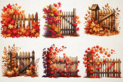 Watercolor Autumn Fence PNG Clipart, a Seasonal Illustration by RobertsArt (Thumbnail 3 of 6)