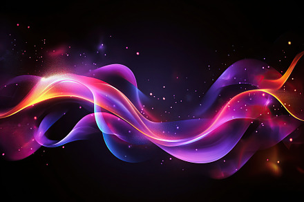 Long colorful neon swirl and waves on black background, a Background Photo by AlyaAnd