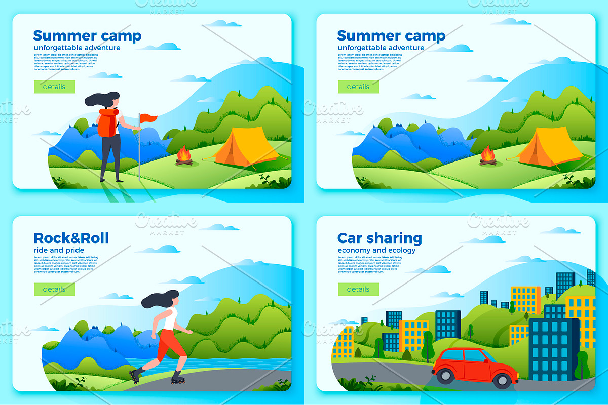 Summer Web Set, Sites and Banners, a Healthcare Illustration by Tashal (Photo 3 of 6)