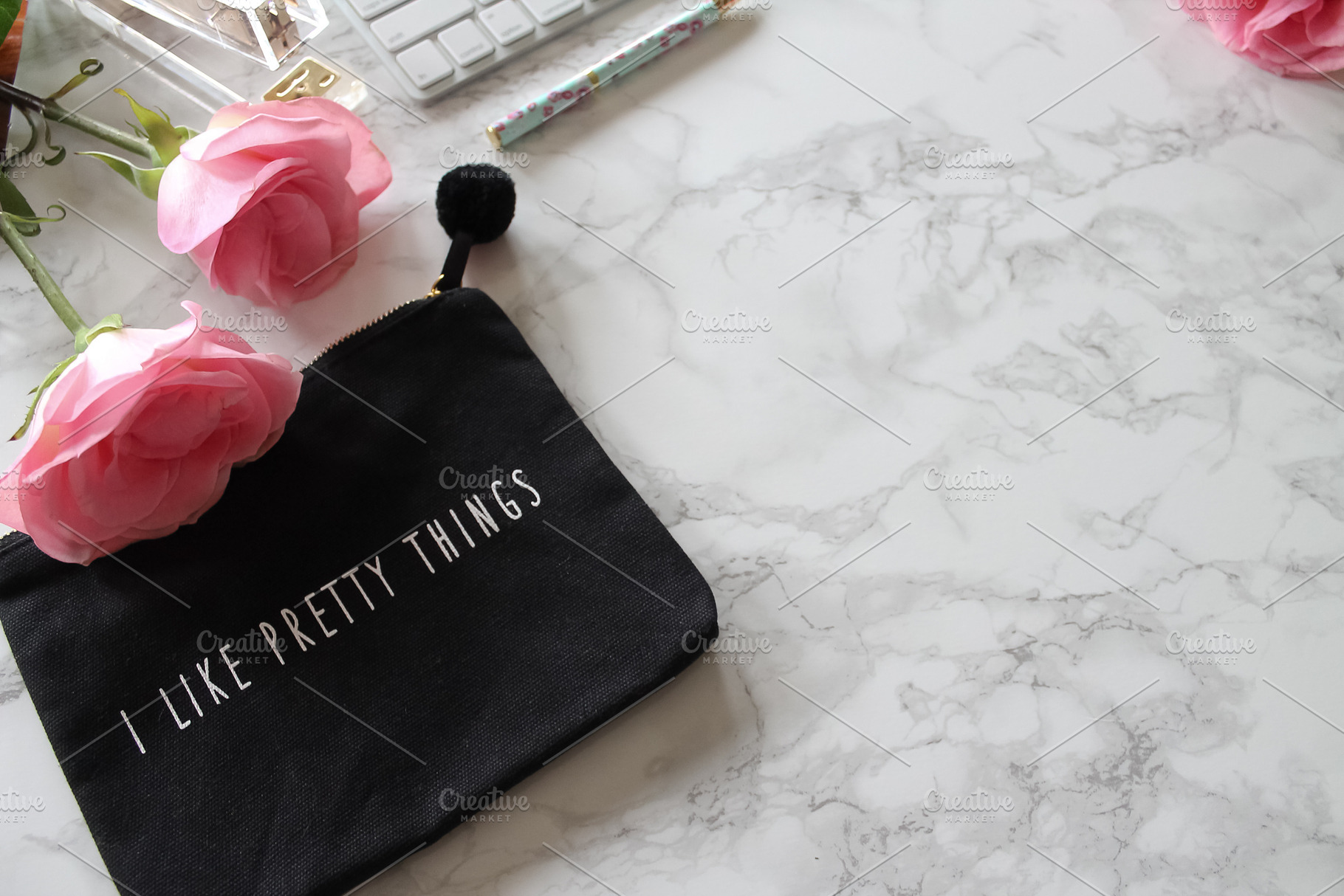 Marble & Pink Rose Stock Photo, a Beauty & Fashion Photo by Graceful Market