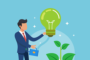 Businessman watering a plant, a Person Illustration by SouravDesign