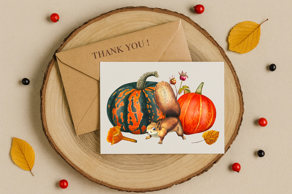 Watercolor Autumn Harvest Clipart, a Seasonal Illustration by DiashaArt (Photo 17 of 17)