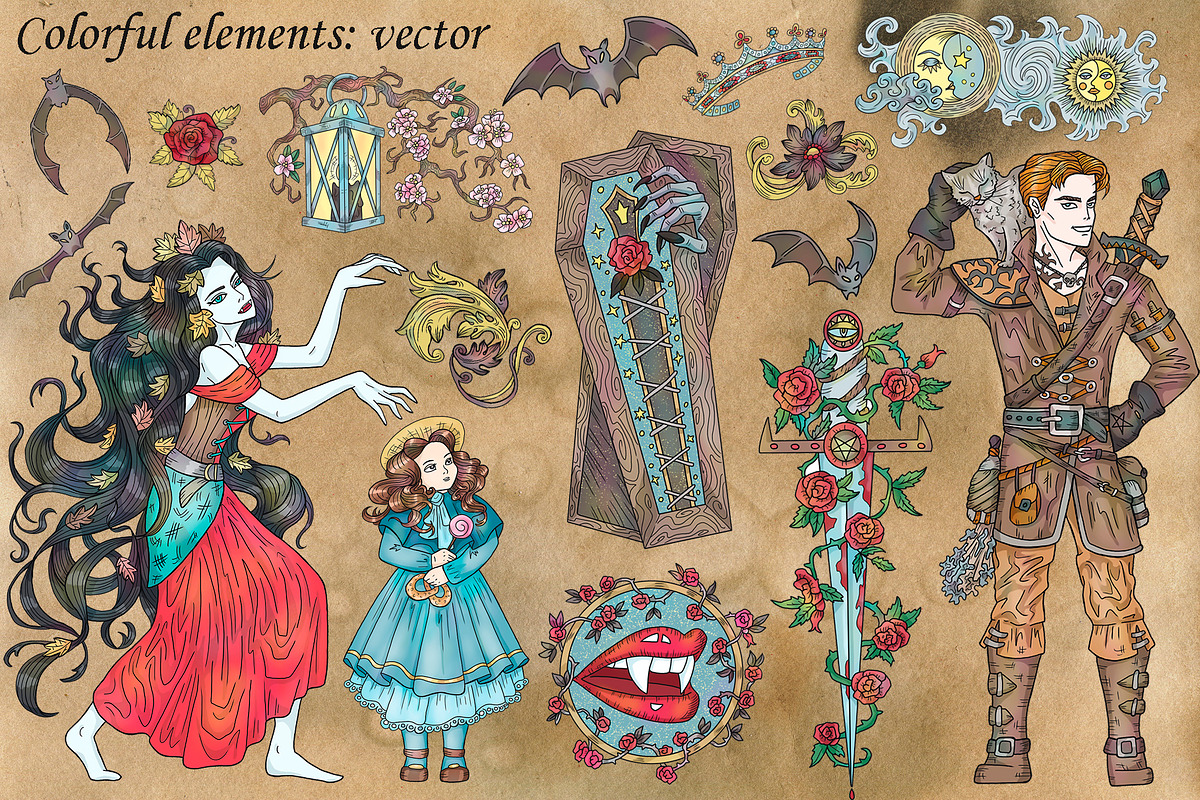 Vampire Fantasy Set, a Decorative Illustration by Samiramay (Photo 4 of 6)