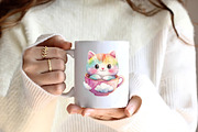 Adorable Rainbow Cute Cat Clipart, an Illustration by CreationArt (Thumbnail 3 of 9)