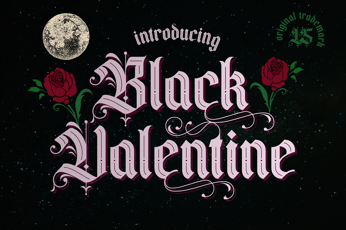 Black valentine, a Blackletter Font by LetterStock (Photo 1 of 6)