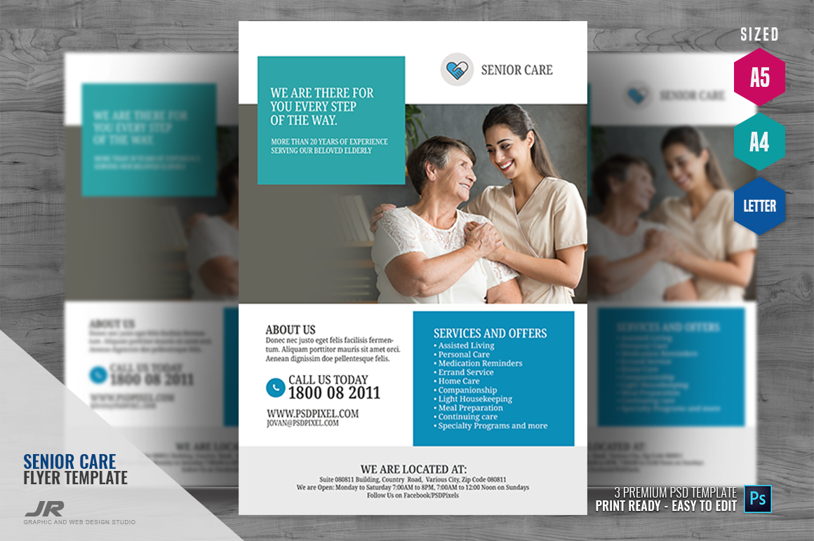 Home Care For Senior Flyer by Psdpixel | Creative Market