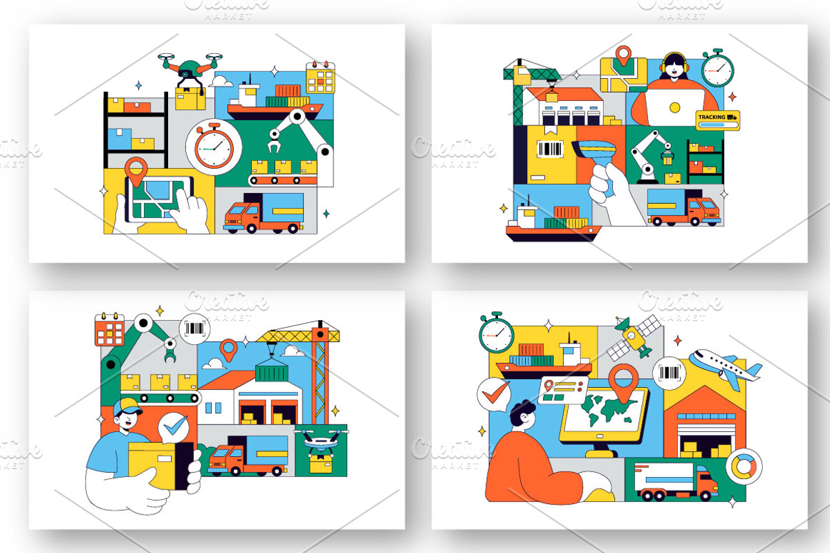 10 Logistics Vector Illustration, an Object Illustration by denayunebgt (Photo 2 of 4)