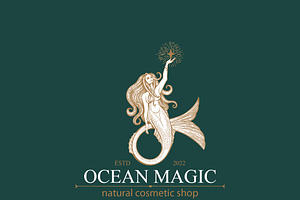 Mermaid Logo. Siren And Marine Girl