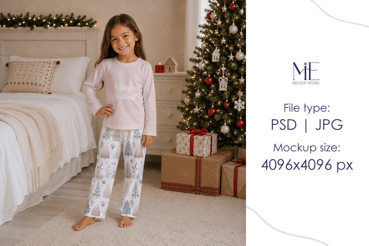 Christmas Pajama Clothing Mockup, a Shirt Mockup by Mie Mockup Studio (Photo 2 of 7)