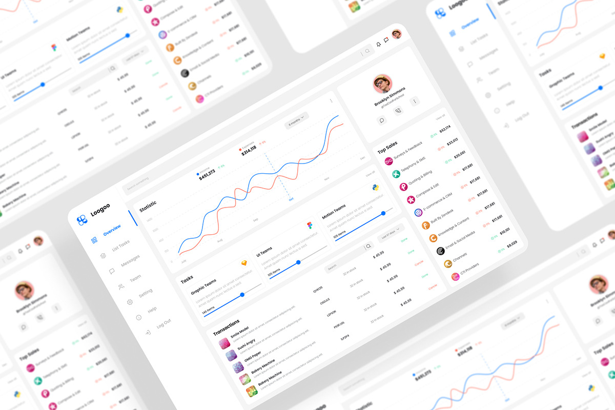 Statistic Dashboard, an UI Kit Template by iDoodle Studio