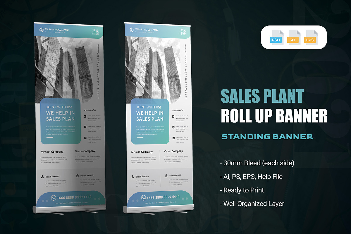 Sales Plan Roll Up Banner, a Marketing Template by AQR Studio