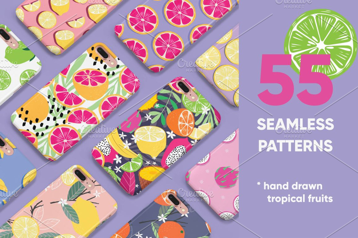 55 Tropical Fruit Seamless Patterns, a Pattern Graphic by Blue Lela Design (Photo 2 of 15)