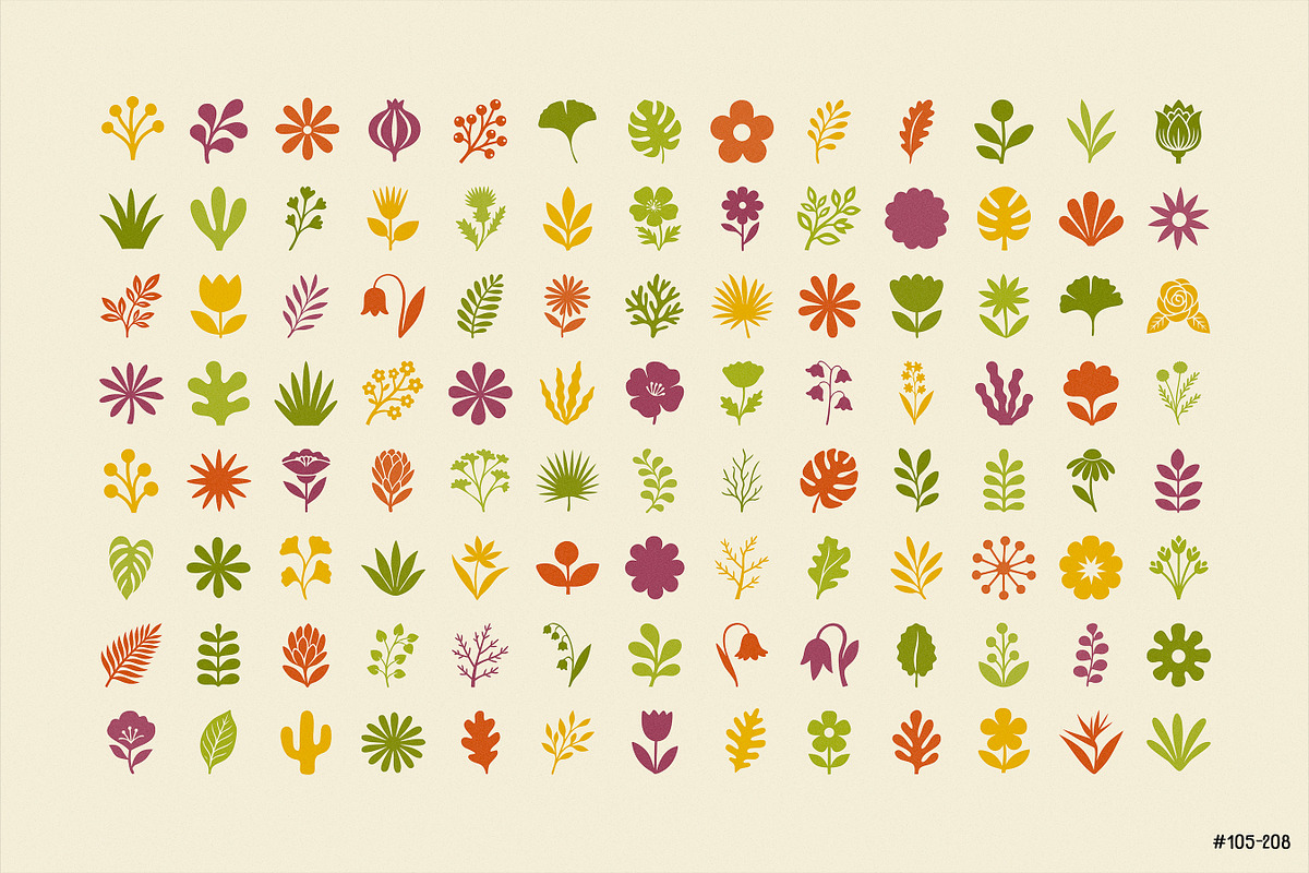 Flora Elements: 208 Botanical Shapes, an Object Graphic by pixelbuddha.net (Photo 4 of 7)