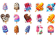 Watercolor Popsicle Clipart Summer, a Seasonal Illustration by DreamArtGraphic (Thumbnail 3 of 4)