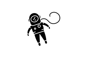 Cosmonaut Black Icon, Vector Sign On