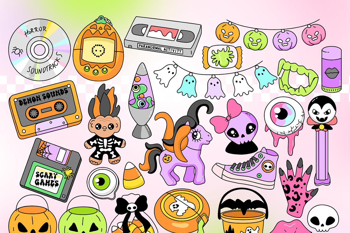 Y2K 2000s Halloween Clipart Bundle, an Object Graphic by Huxmay (Photo 3 of 7)