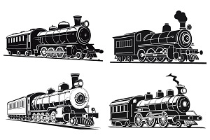 Vintage steam train illustration, a Transportation Illustration by Unique Design Team