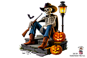 Halloween Cowboy Skeleton PNG Bundle, a Graphic by Black Gallery (Thumbnail 4 of 11)