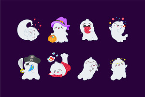 Set Ghosts Clip Art, Halloween Art