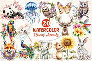 Vibrant Flowers Animals Clipart, an Illustration by Dream Creation (Thumbnail 1 of 4)