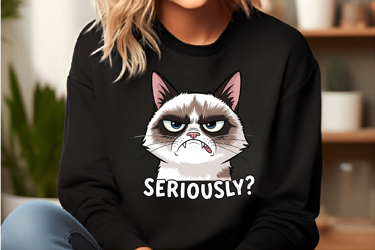 Funny Cat Seriously PNG, an Illustration by DreamCafeArt (Photo 4 of 6)