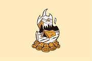 Campfire with Mountain, an Illustration by nomlimo.com (Thumbnail 1 of 2)