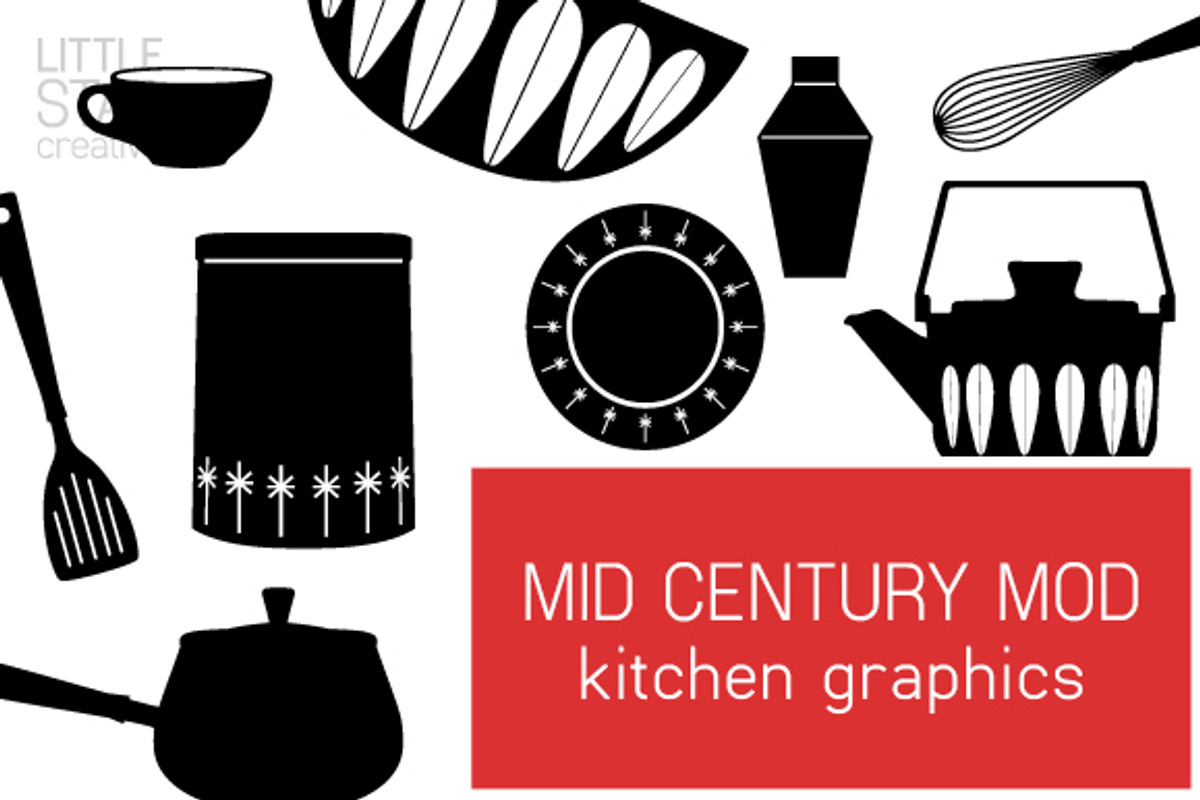 Mid Century Mod Kitchen Graphics, an Icon by Little Star Creative (Photo 1 of 3)