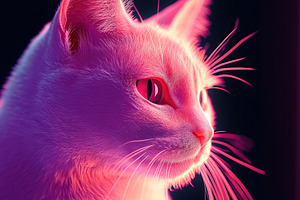 Closeup photo of cat in pastel pink colors, an Animal Photo by AlyaAnd
