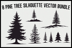 8 Pine Tree Silhouette Bundle, an Illustration by hafijul