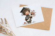 Whimsical Graduate Girl Boy Clipart, a Seasonal Illustration by Canvas Craft (Thumbnail 10 of 10)
