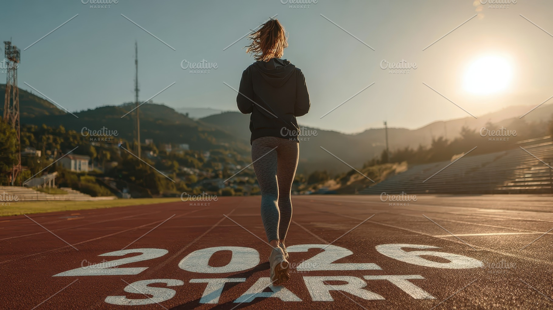 Woman Running Towards 2026 New Year, a Photo by Pixeness Studio