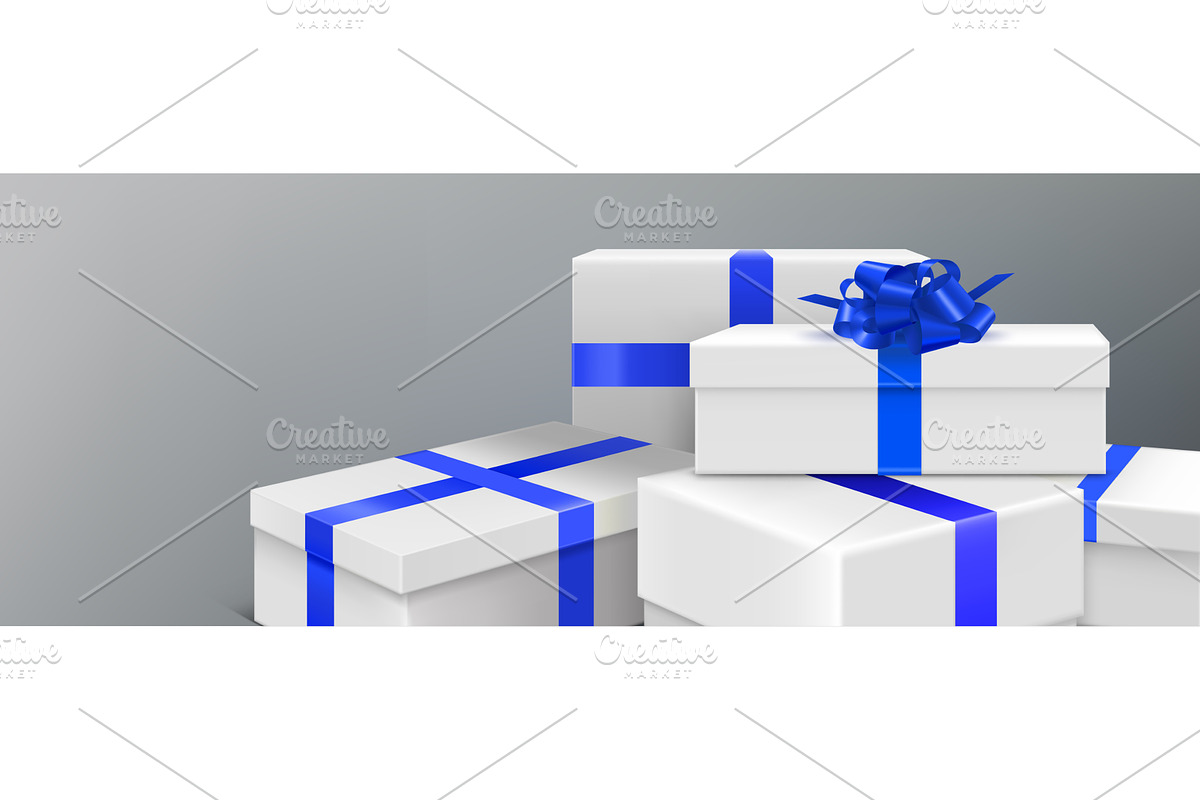 White gift boxes with ribbons, an Object Illustration by art PVP - market