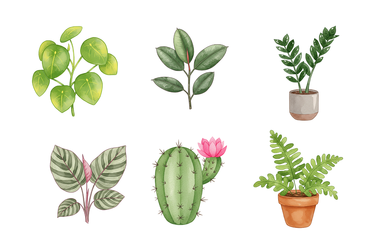 Watercolor House Plants Clipart, a Decorative Illustration by BerryPieArt (Photo 2 of 4)