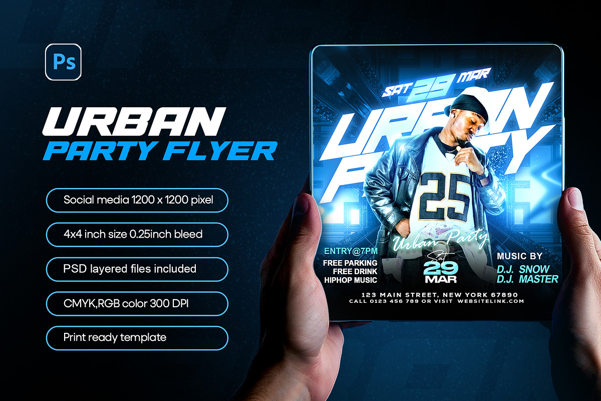 Urban Party DJ Flyer Template, a Flyer Template by Raytas Studio (Photo 1 of 5)