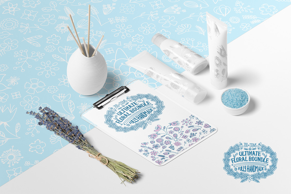 Hand-Drawn Vintage Floral DIY Kit, a Pattern Graphic by Oleg Ribar (Photo 2 of 11)