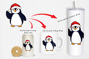 Santa Penguin Clipart, a Graphic by Artnoy (Thumbnail 4 of 5)