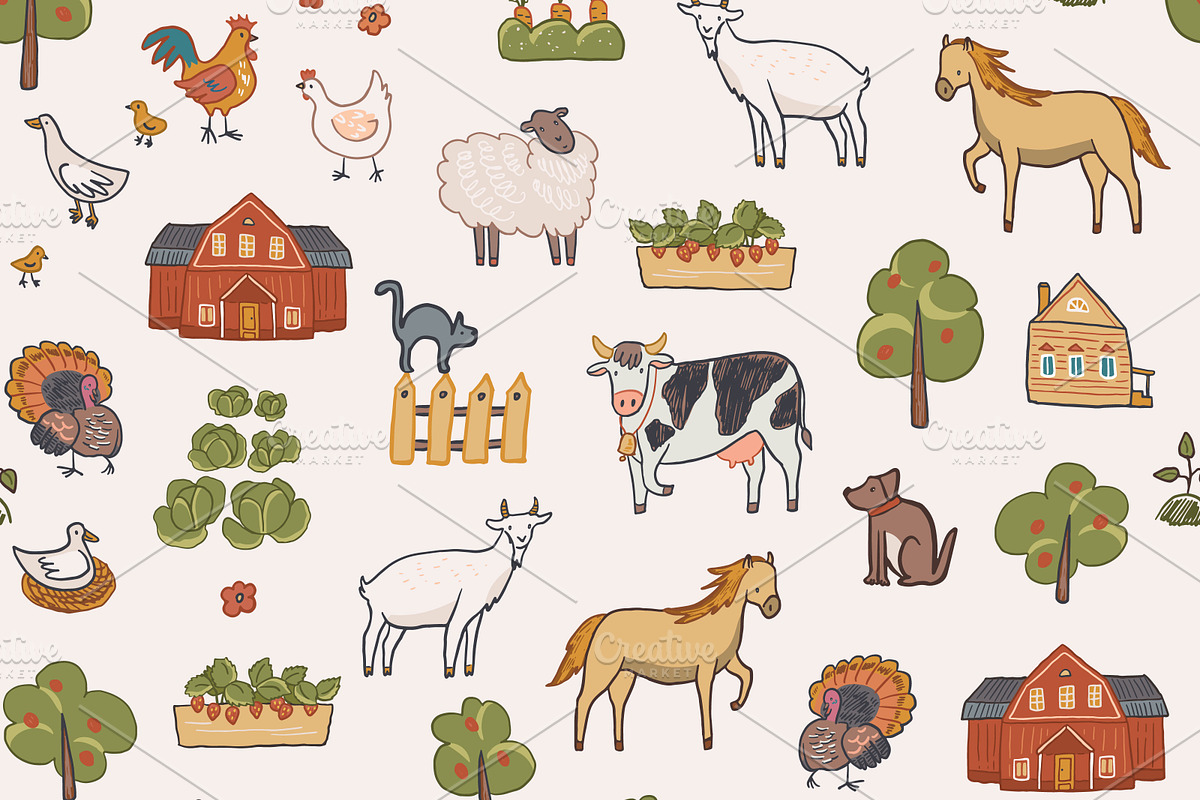Farm Animals, a Pattern Graphic by GooseFrol (Photo 4 of 7)