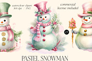 Pastel snowman watercolour clipart, a Decorative Illustration by Hello My Print (Thumbnail 1 of 10)