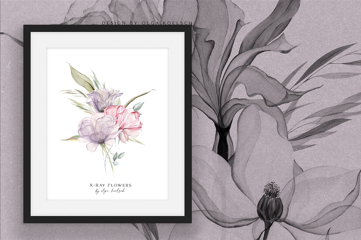 X-Ray Flowers Watercolor, an Object Illustration by Olga Koelsch (Photo 3 of 13)
