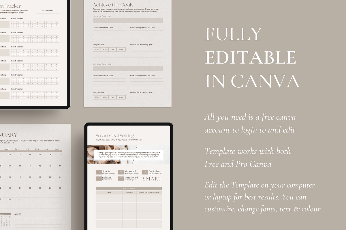 Goal Planner Workbook, Vision board, a Brochure Template by Design Lush Studio (Photo 6 of 7)