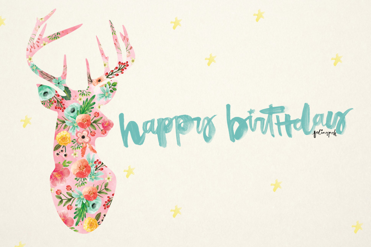 Watercolor Deer Flowery-Filled, an Illustration by hellopop design (Photo 2 of 3)