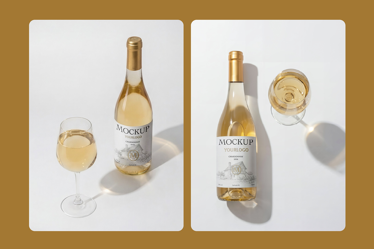 White Wine Bottle Label Mockup, a Packaging Mockup by rodrigofkaminski (Photo 3 of 5)