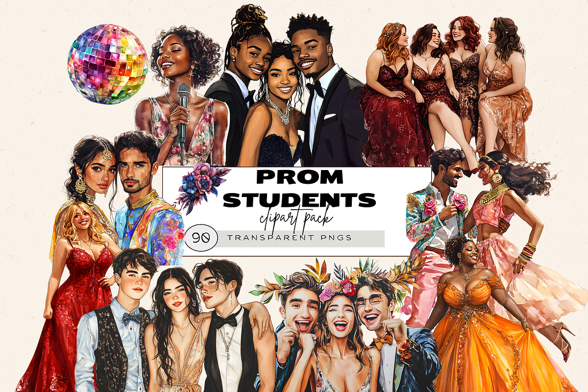 PROM TEENAGE STUDENTS CLIPART, a Person Illustration by Daring Digies (Photo 1 of 10)