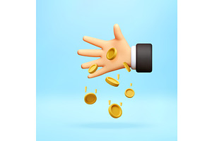 3D Hand throwing falling golden, a Finance Illustration by Abscent